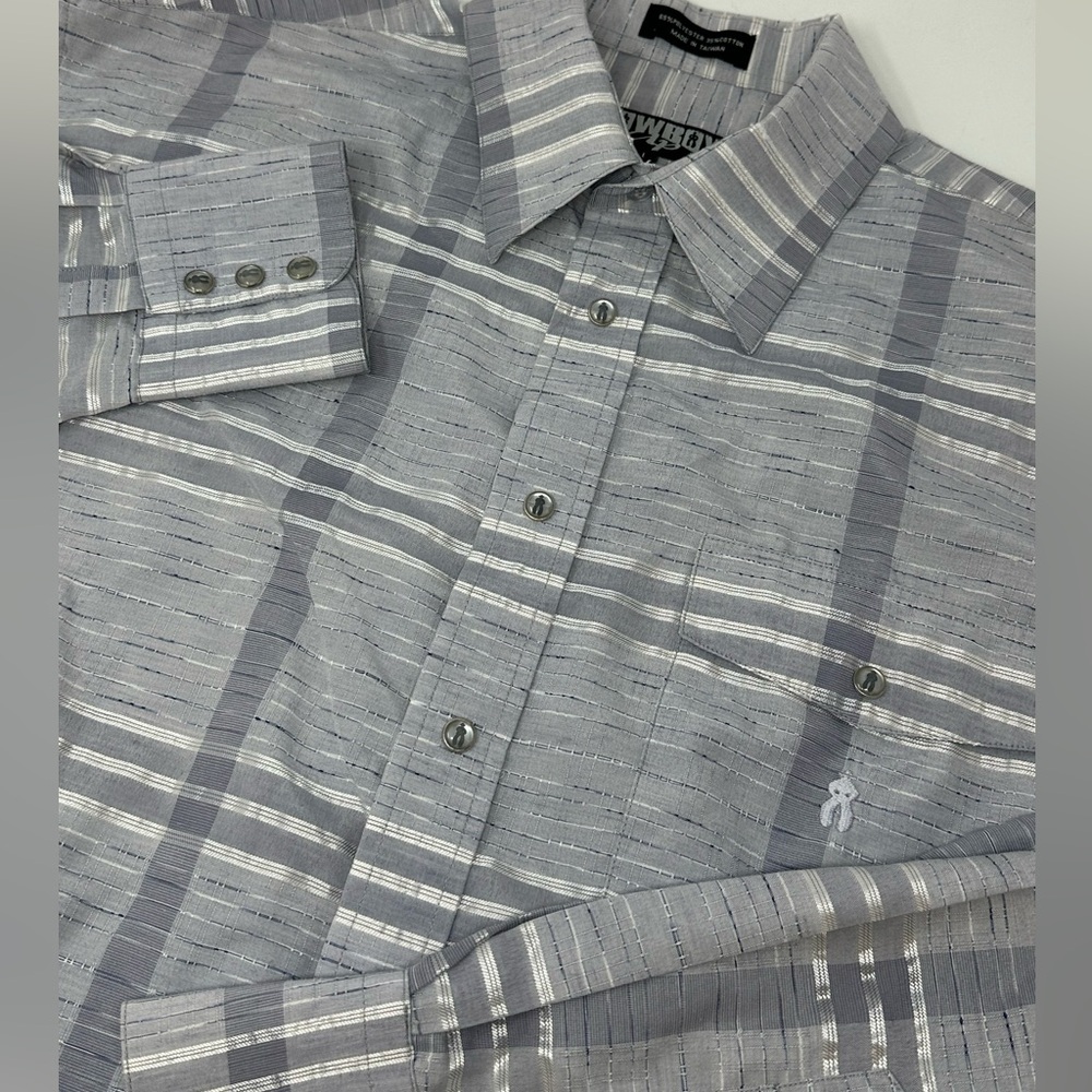 Vintage Cowboy Up Western Shirt Mens Sz L Pearl Snap Grayson Metallic Stripes Z6